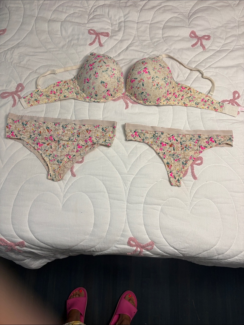 Floral Nude Push-Up Bra & Brief Sets - 2 Pack